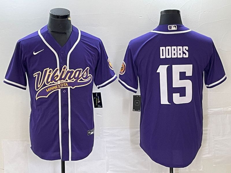 Men Minnesota Vikings #15 Dobbs Purple Nike 2023 Co Branding Game NFL Jersey style 1->youth nfl jersey->Youth Jersey